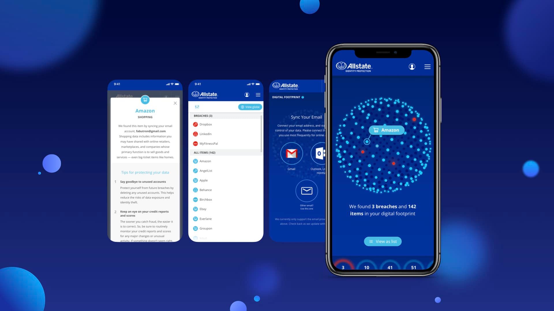 Allstate Digital Safety App Digital Footprint Screens
