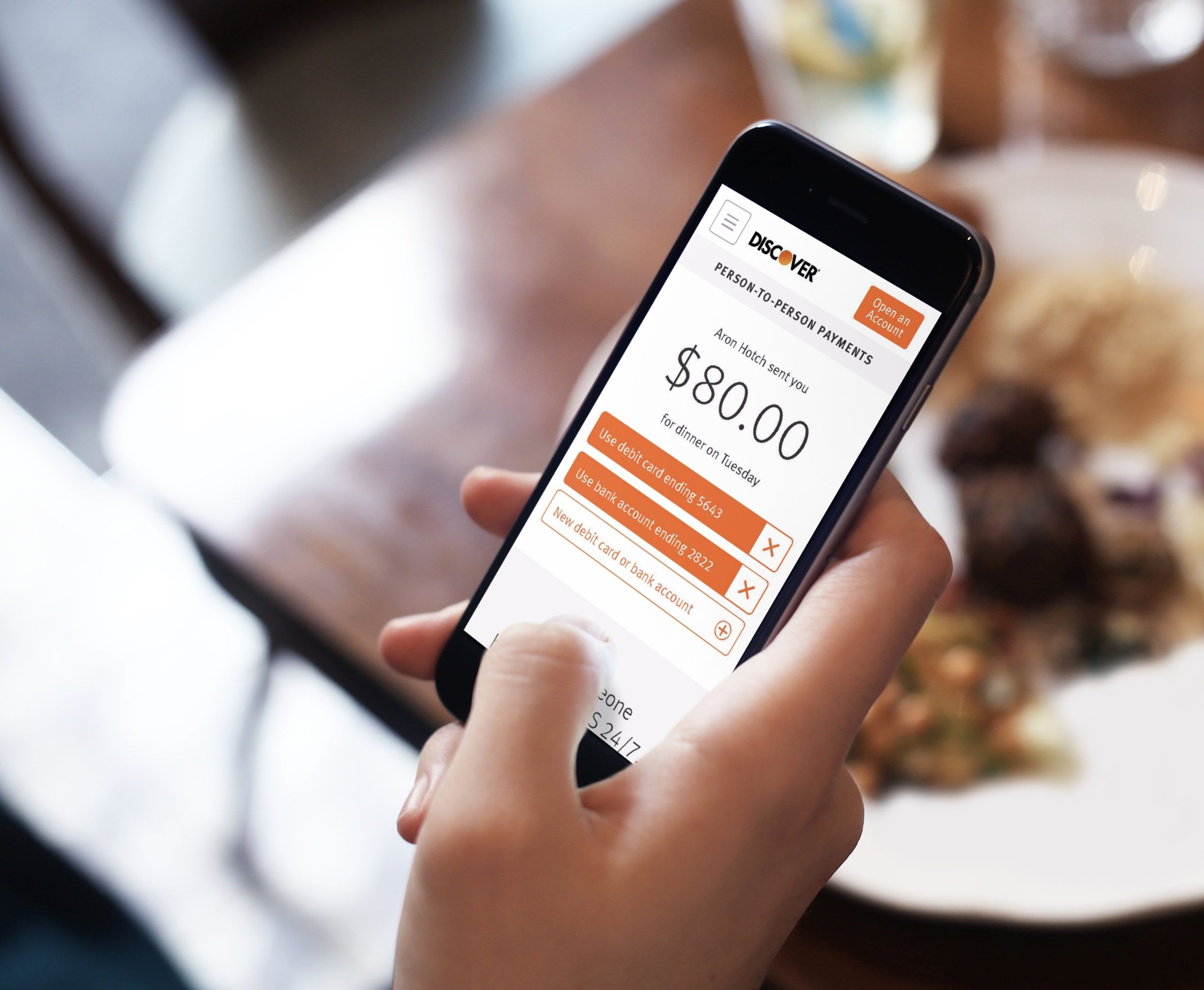 Discover Person To Person Payment Screen On Phone