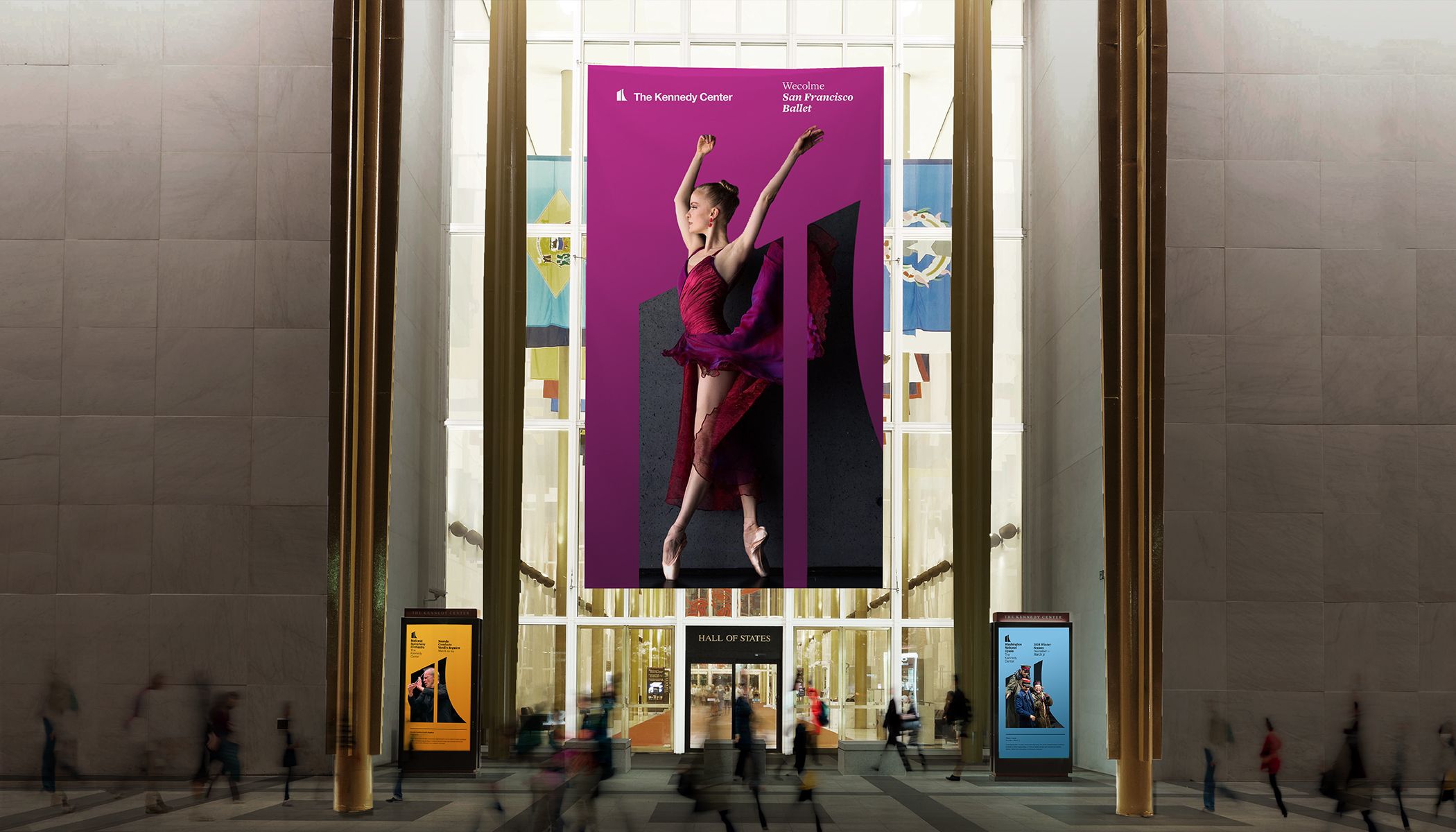 Kennedy Center Grand Hall Banner With Ballet Poster