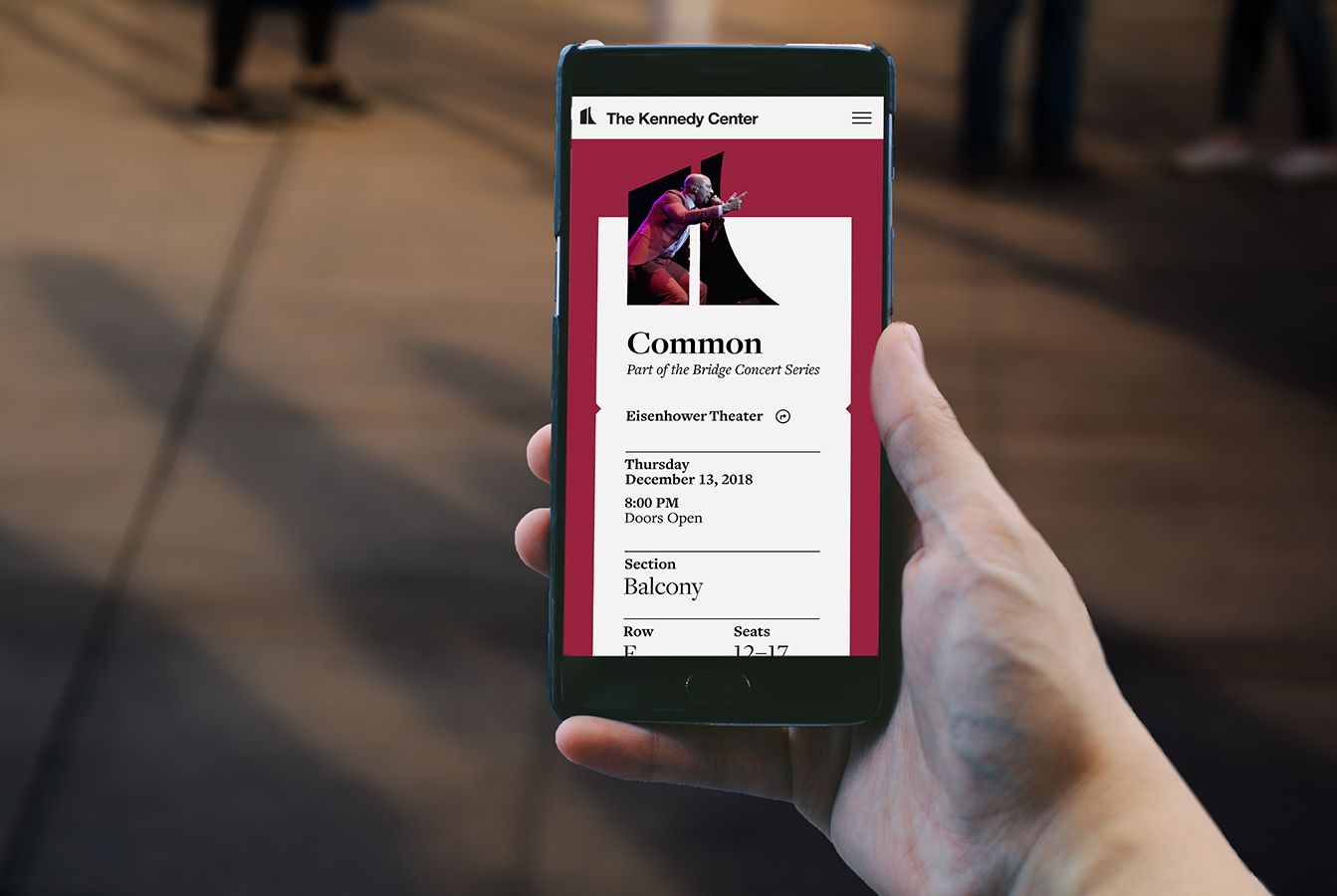 Kennedy Center Mobile Web Ticket Screen On Phone