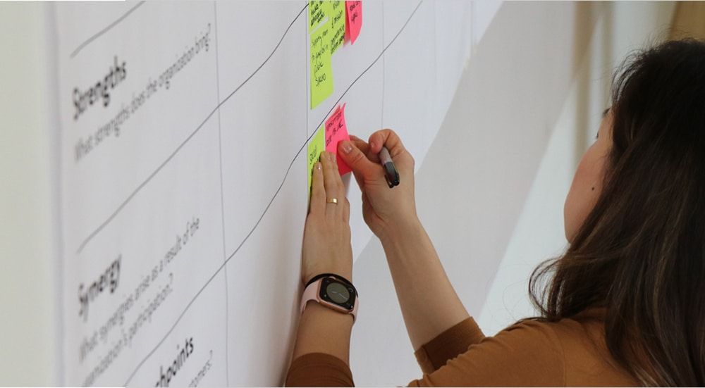 Medela Participant Posting Sticky Notes On Research Board
