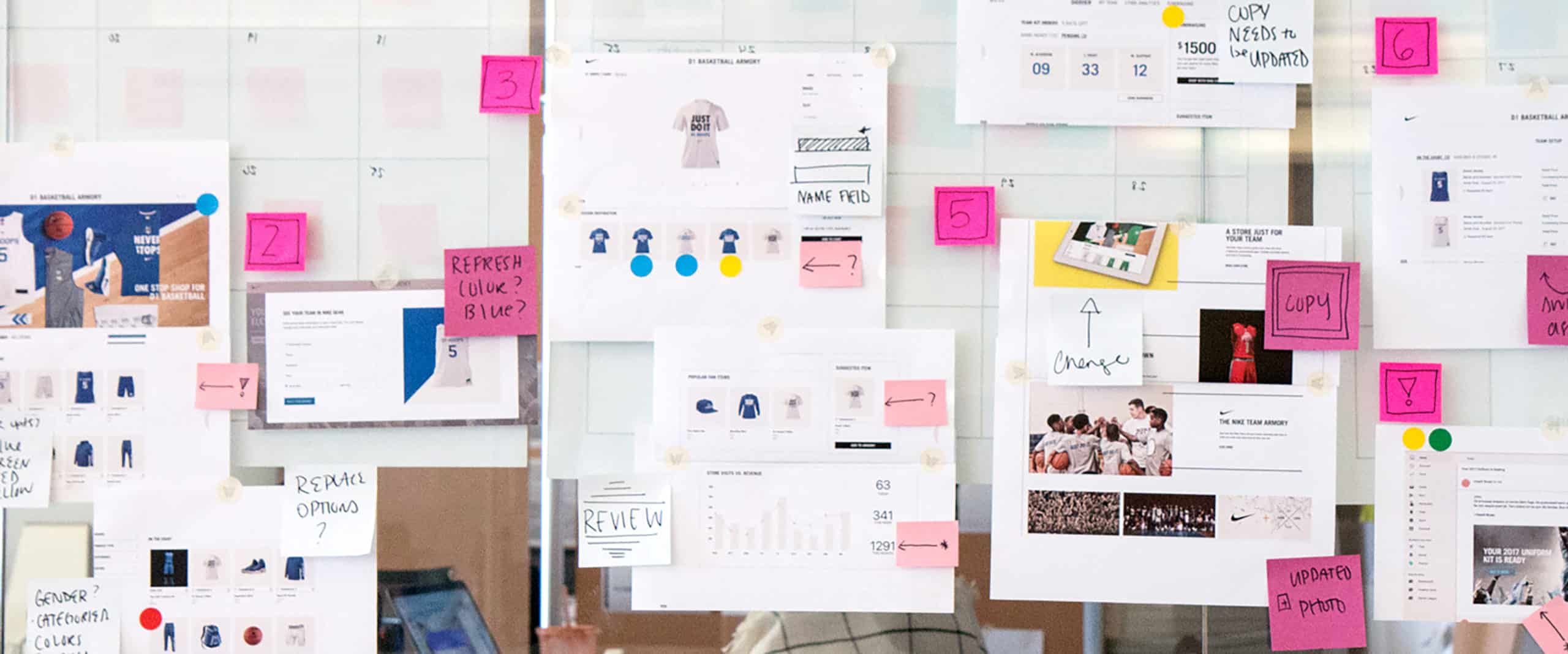 Nike Team Design Wall Wireframes Sticky Notes