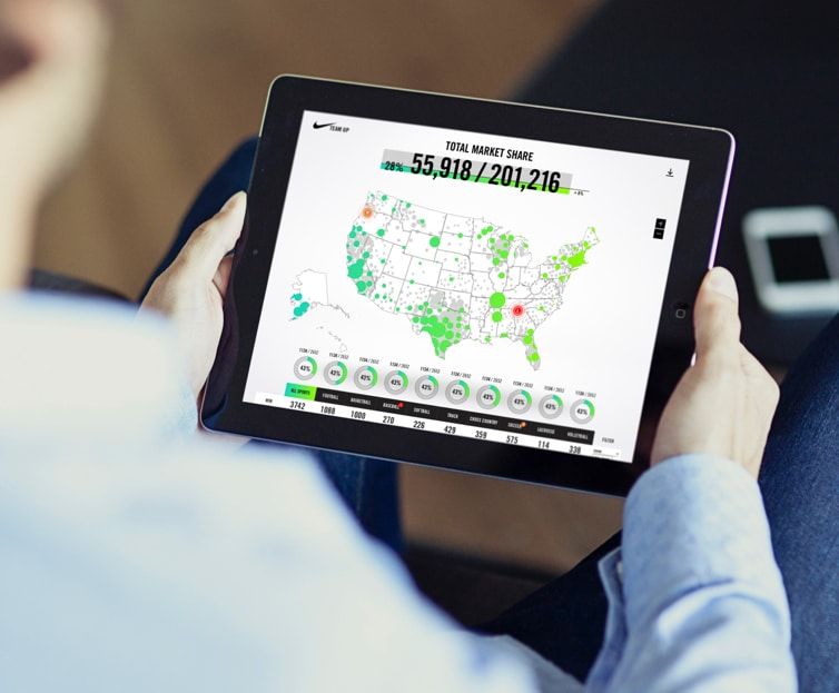 Nike Team Tablet Market Share Map Dashboard
