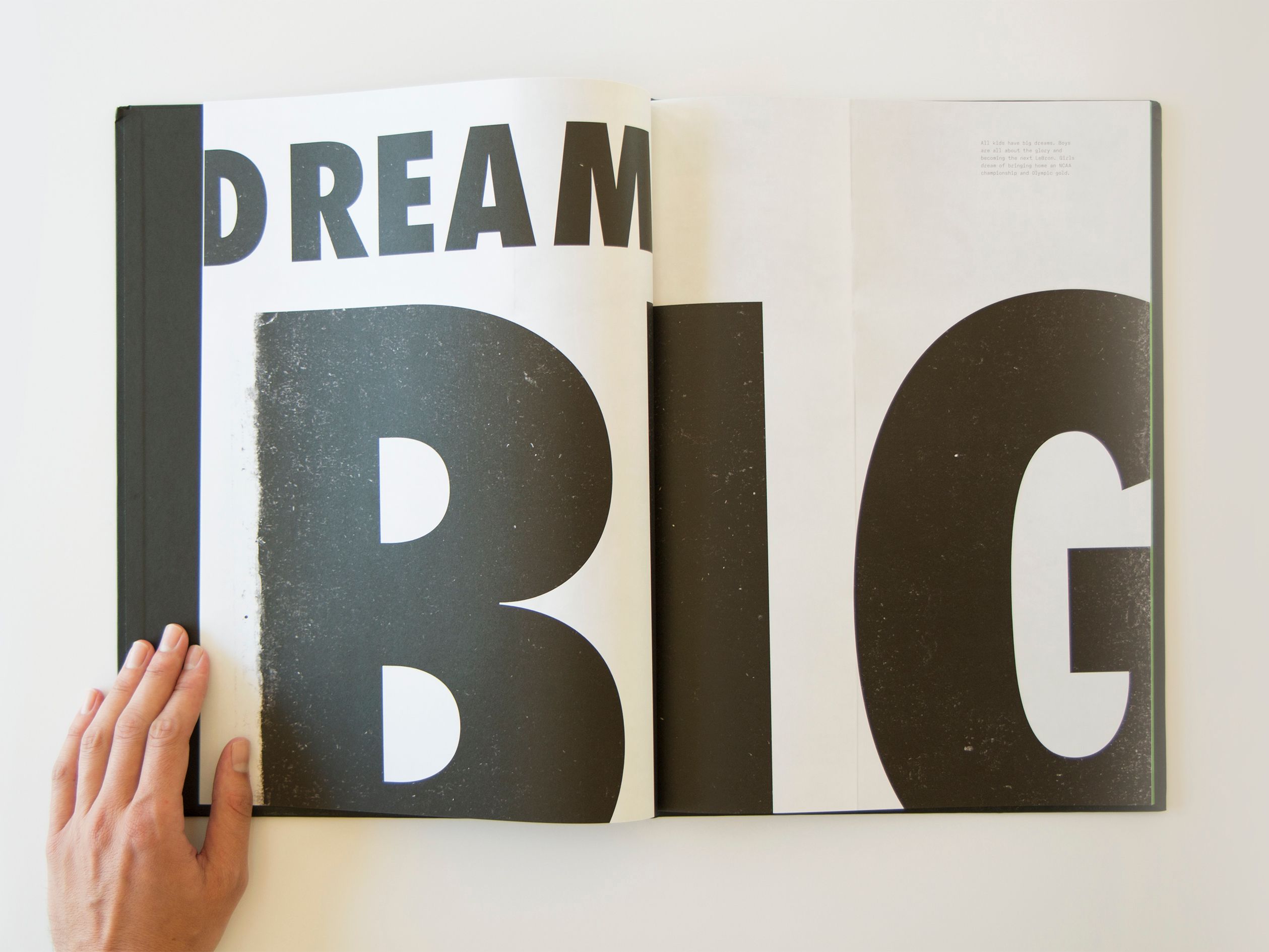 Nike Young Athlete Book Spread Dream Big Typography